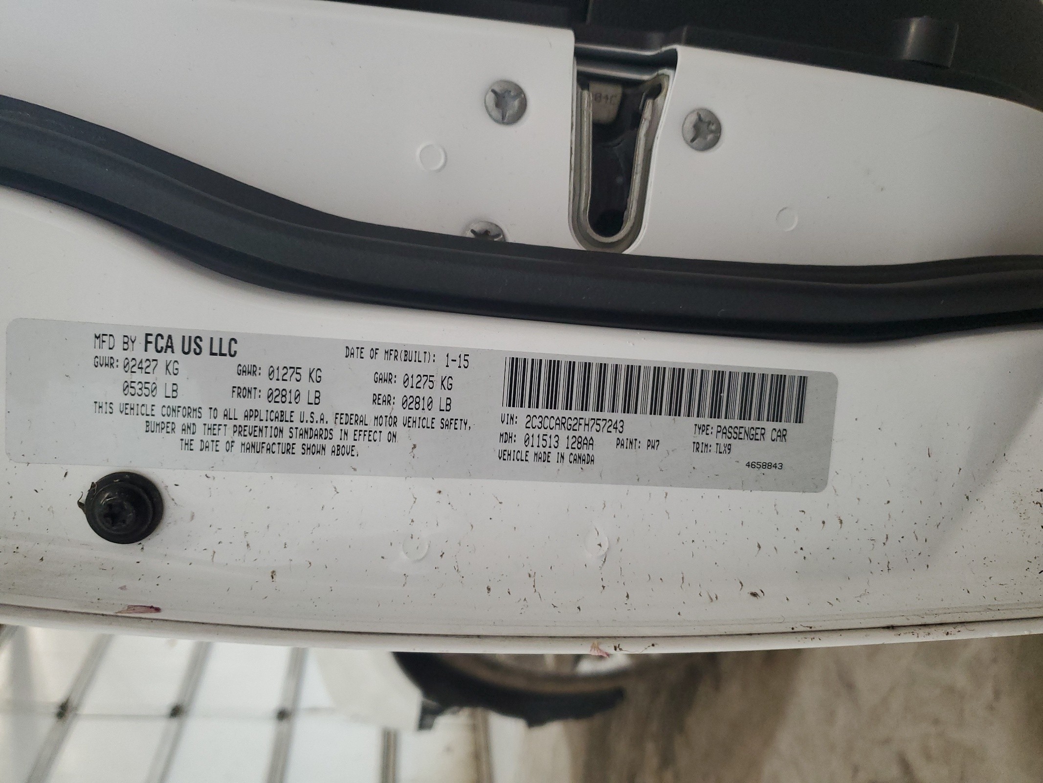 2C3CCARG2FH757243 2015 Chrysler 300 Limited