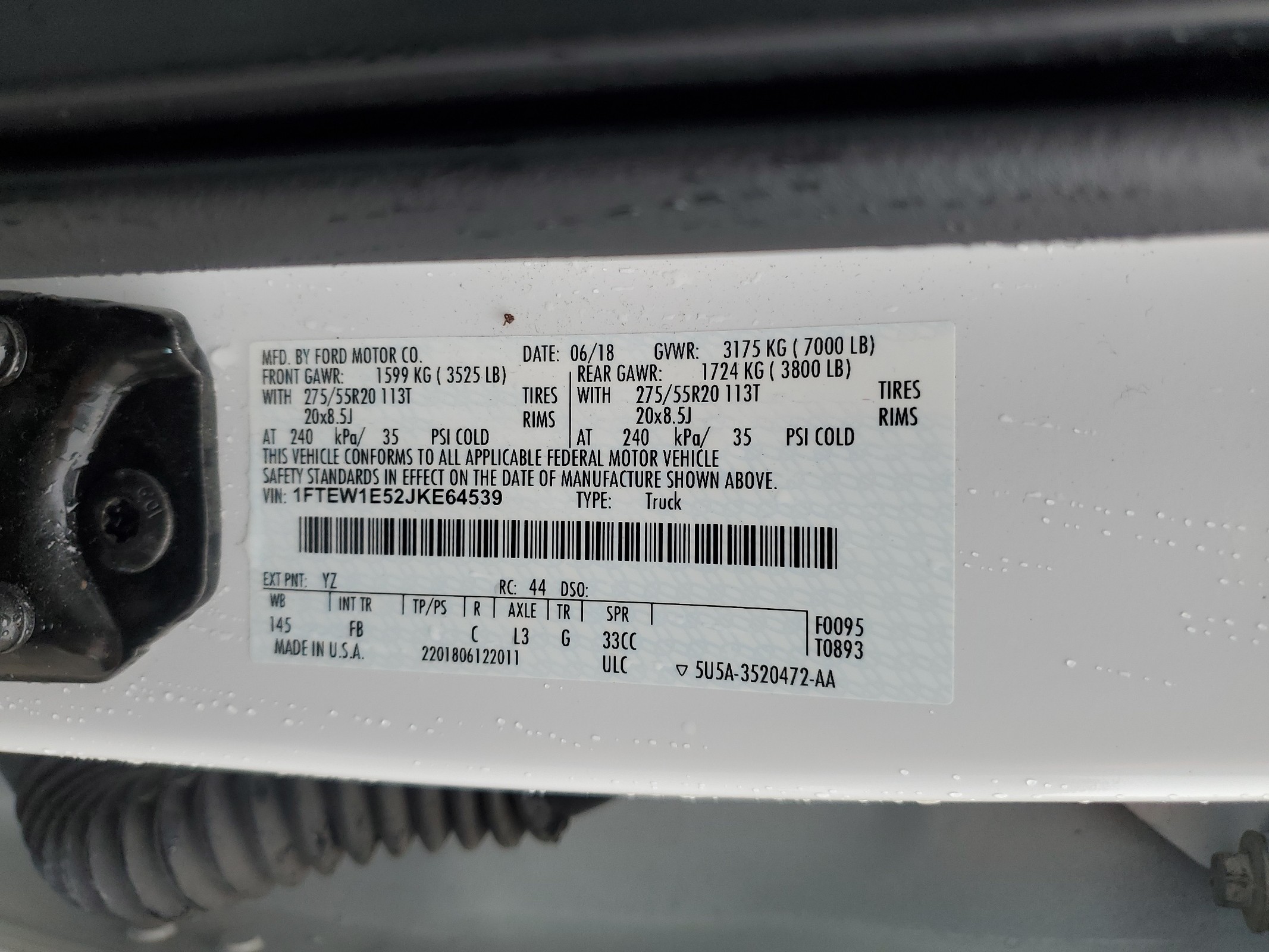 1FTEW1E52JKE64539 2018 Ford F150 Supercrew