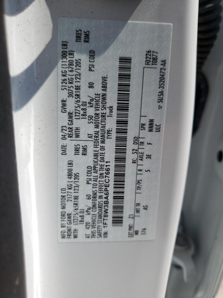 2023 Ford F350 Super Duty VIN: 1FT8W3BA6PEC76611 Lot: 61807644