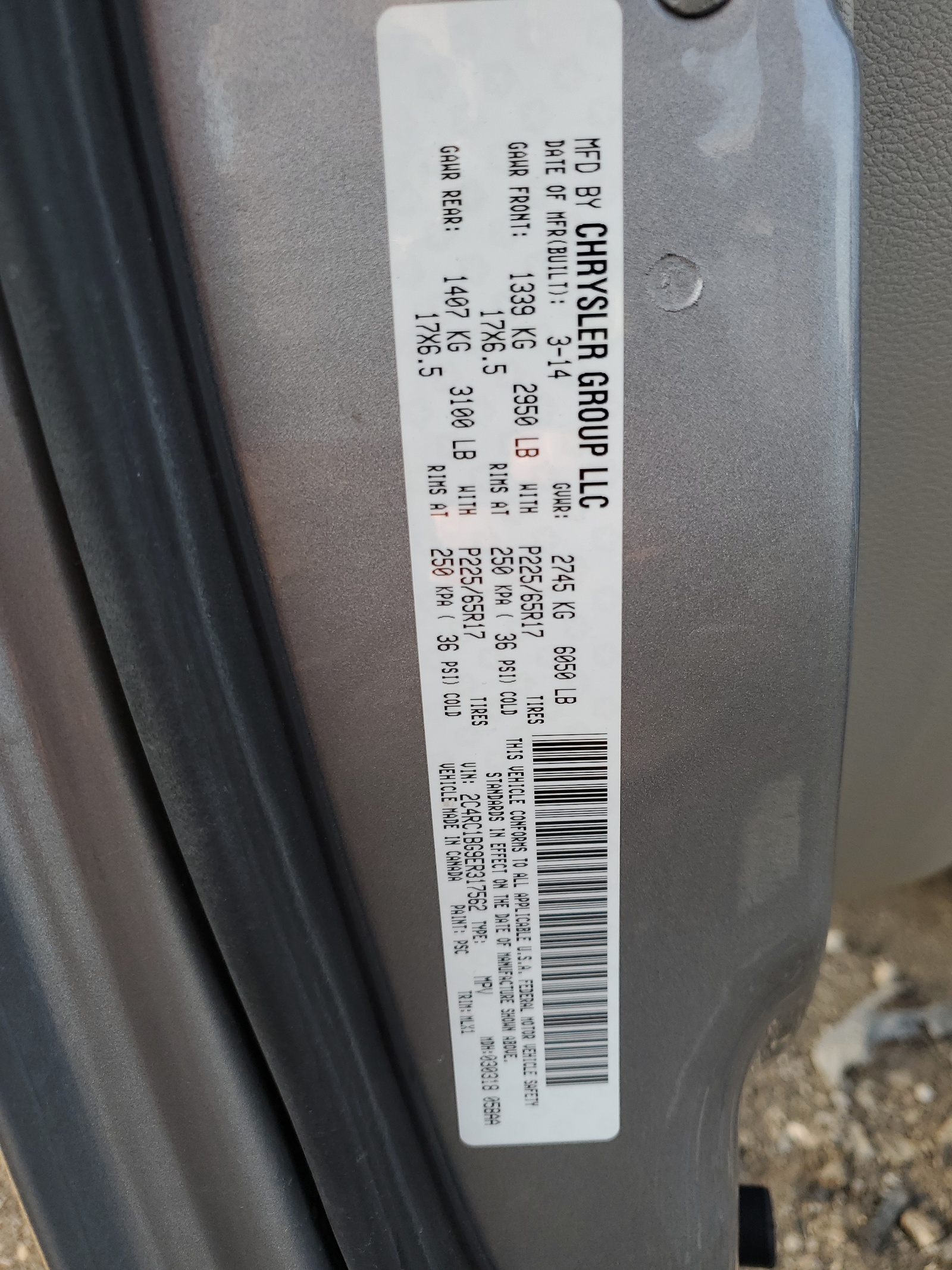 2C4RC1BG9ER317562 2014 Chrysler Town & Country Touring