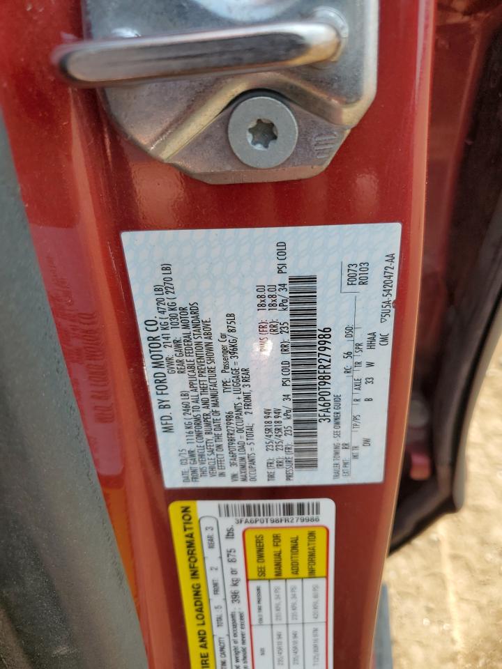 2015 Ford Fusion Se VIN: 3FA6P0T98FR279986 Lot: 64015384