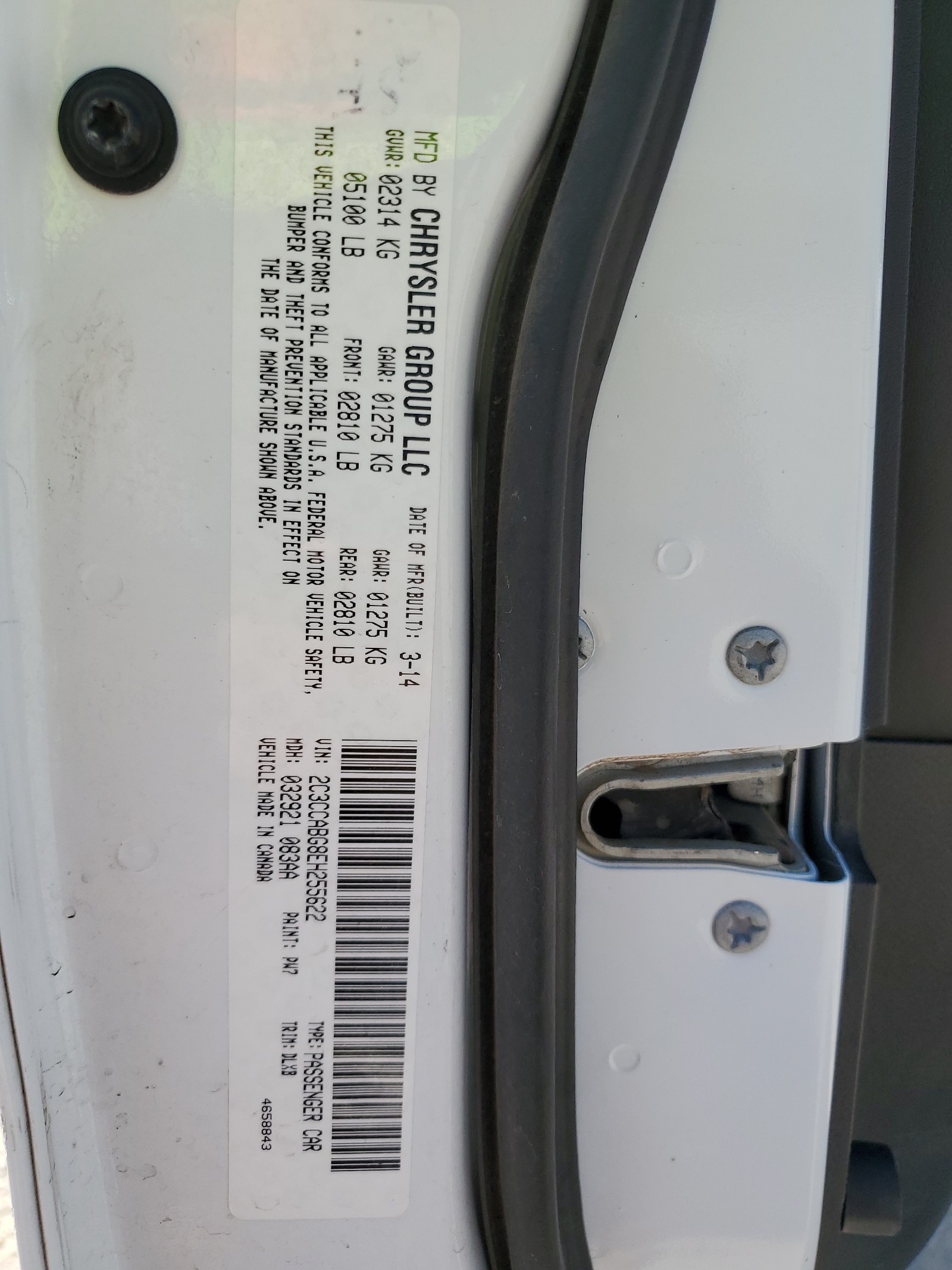 2C3CCABG8EH255622 2014 Chrysler 300 S