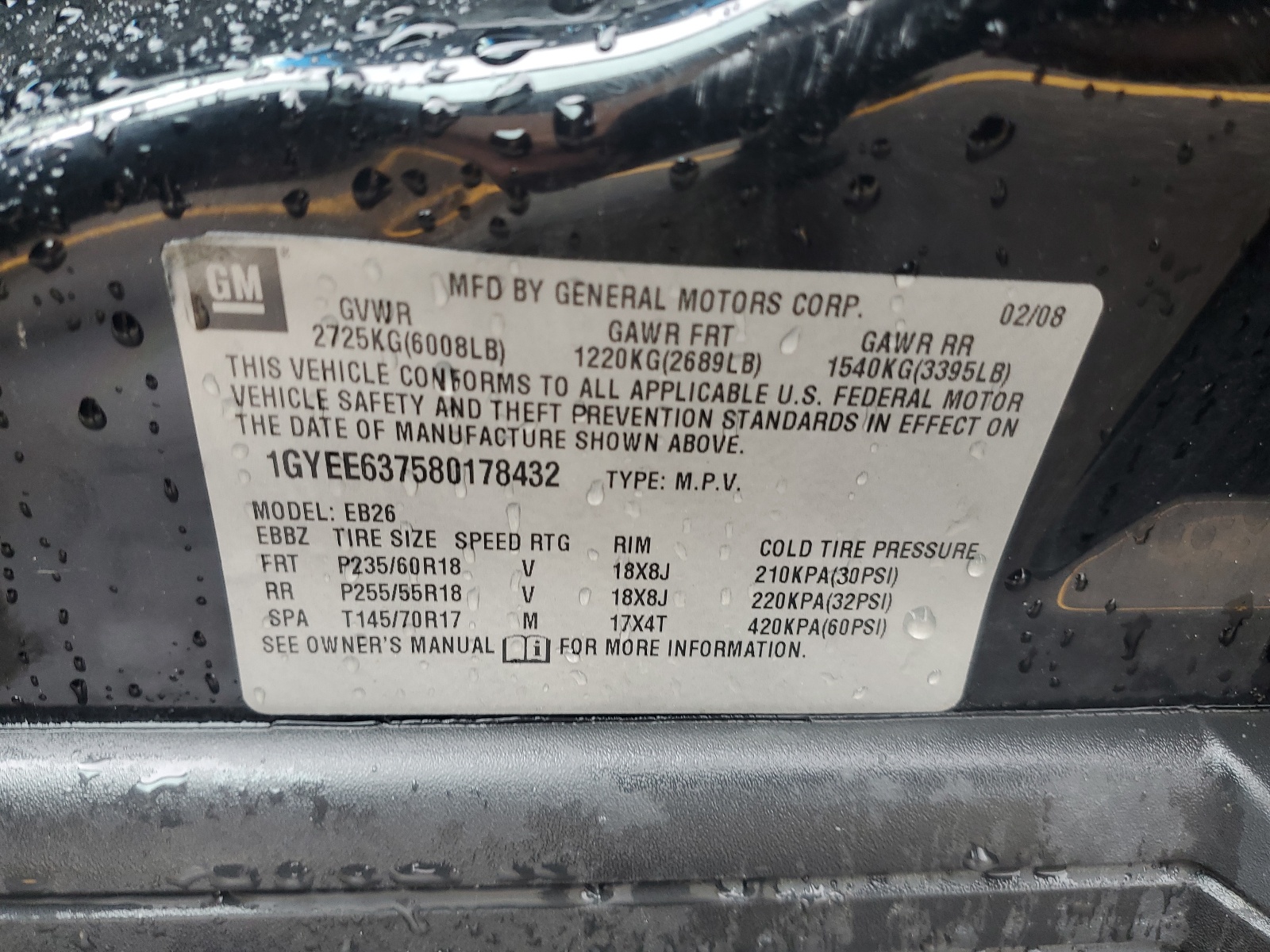 1GYEE637580178432 2008 Cadillac Srx