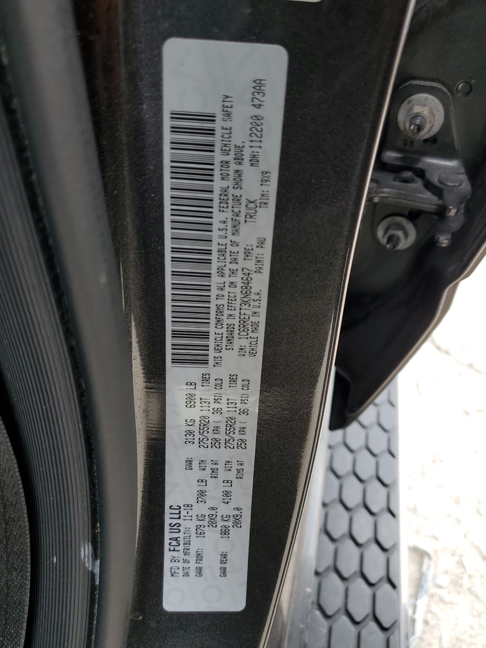 1C6RREFT3KN684647 2019 Ram 1500 Big Horn/Lone Star