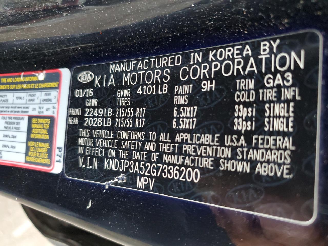 2016 Kia Soul + VIN: KNDJP3A52G7336200 Lot: 65357304