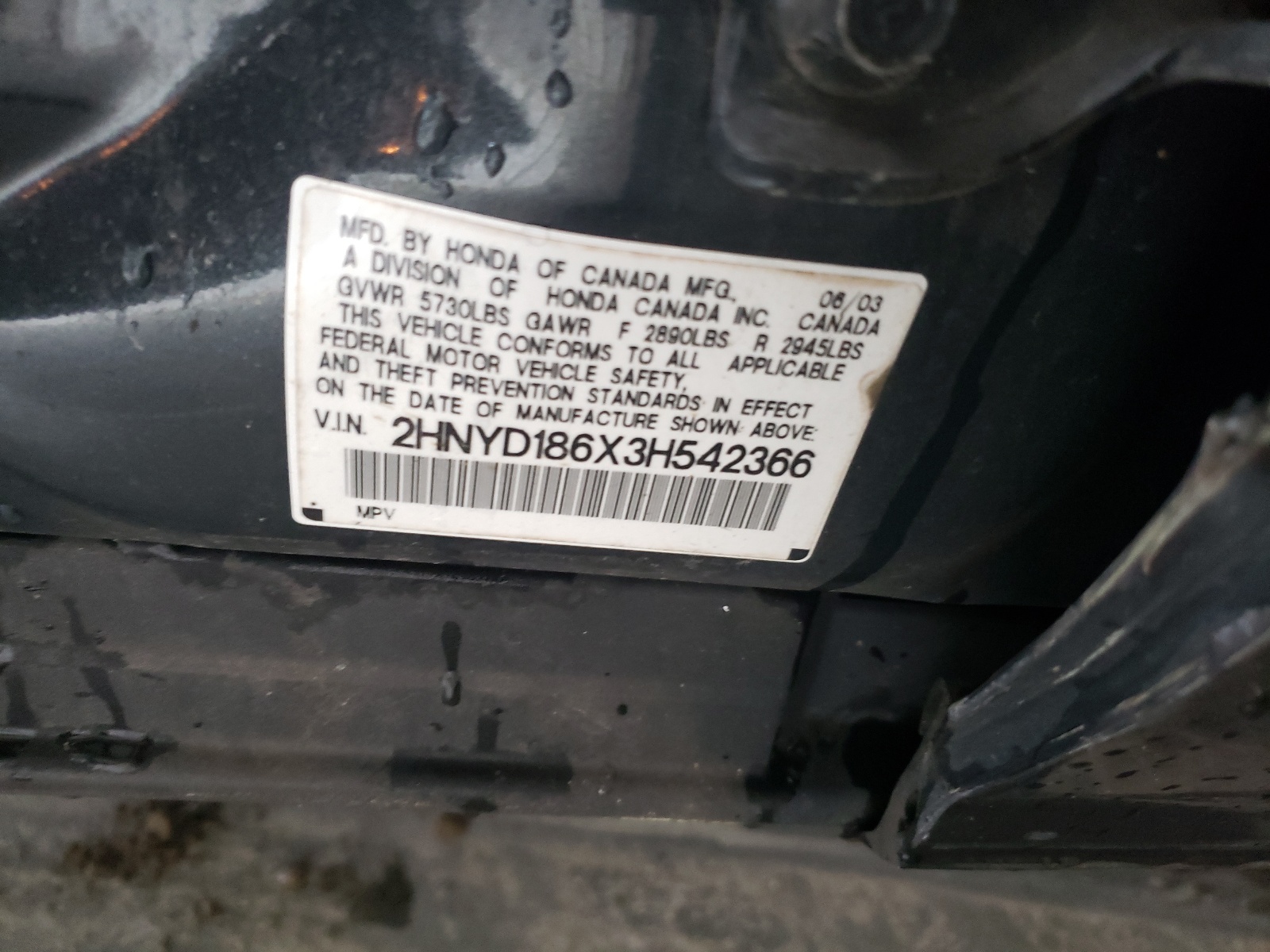 2HNYD186X3H542366 2003 Acura Mdx Touring