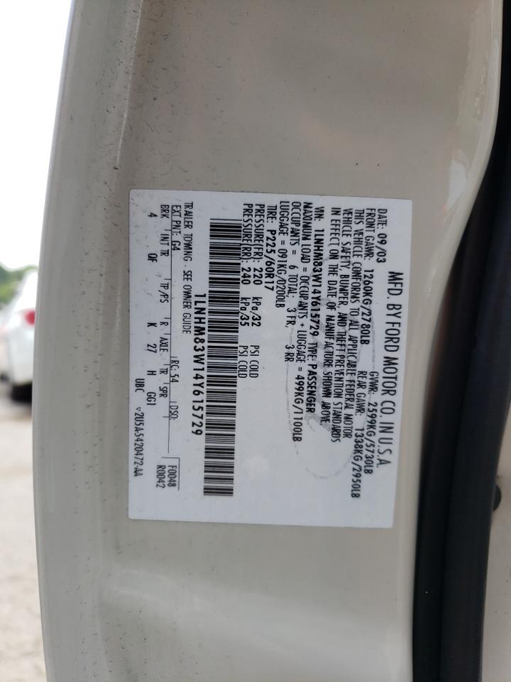 2004 Lincoln Town Car Ultimate VIN: 1LNHM83W14Y615729 Lot: 64554564