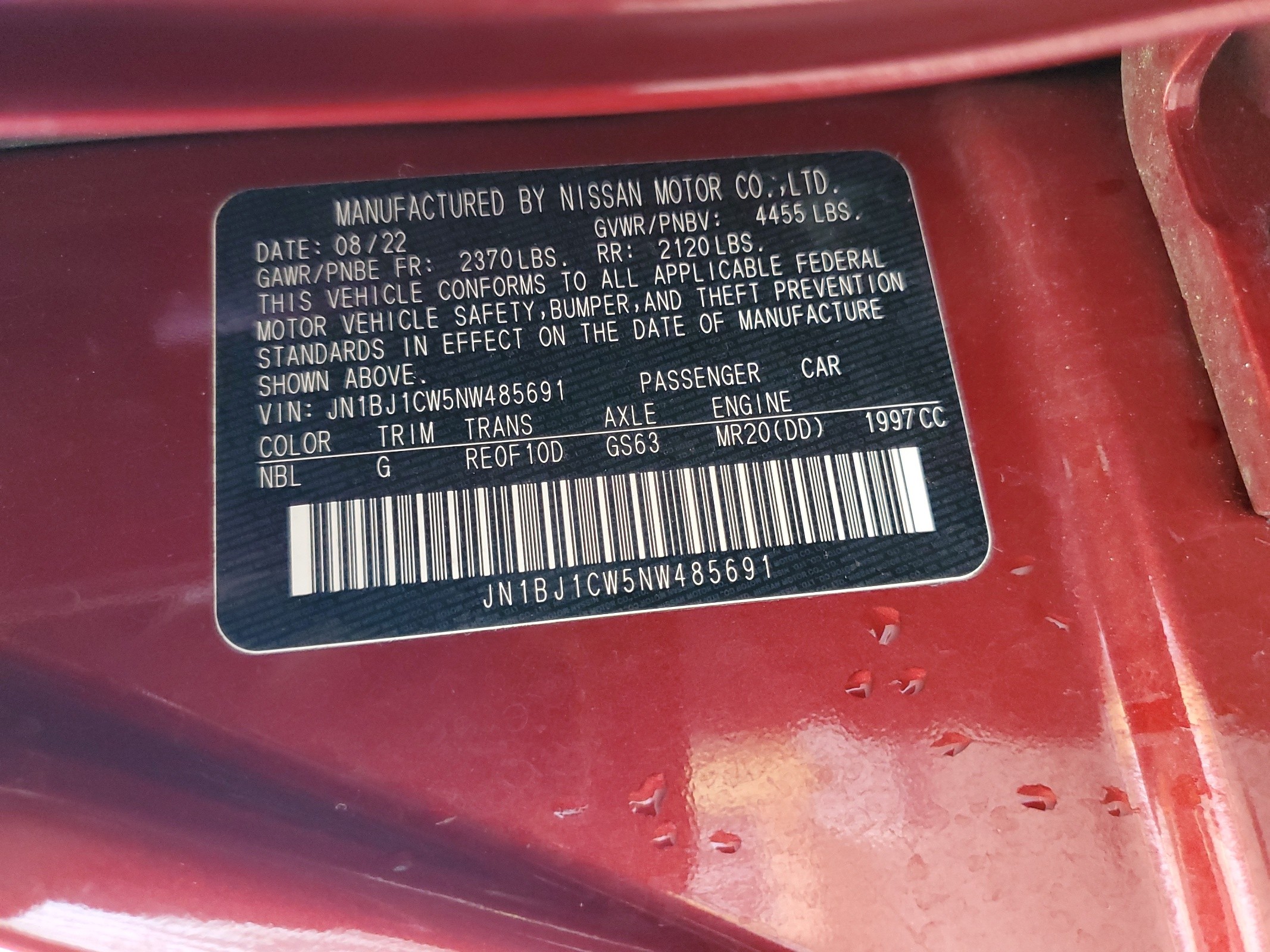 JN1BJ1CW5NW485691 2022 Nissan Rogue Sport Sl