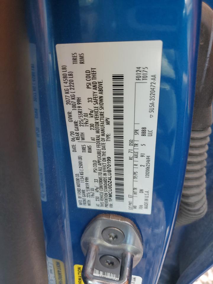 2020 Ford Escape Titanium VIN: 1FMCU0DZ4LUB70199 Lot: 62011024