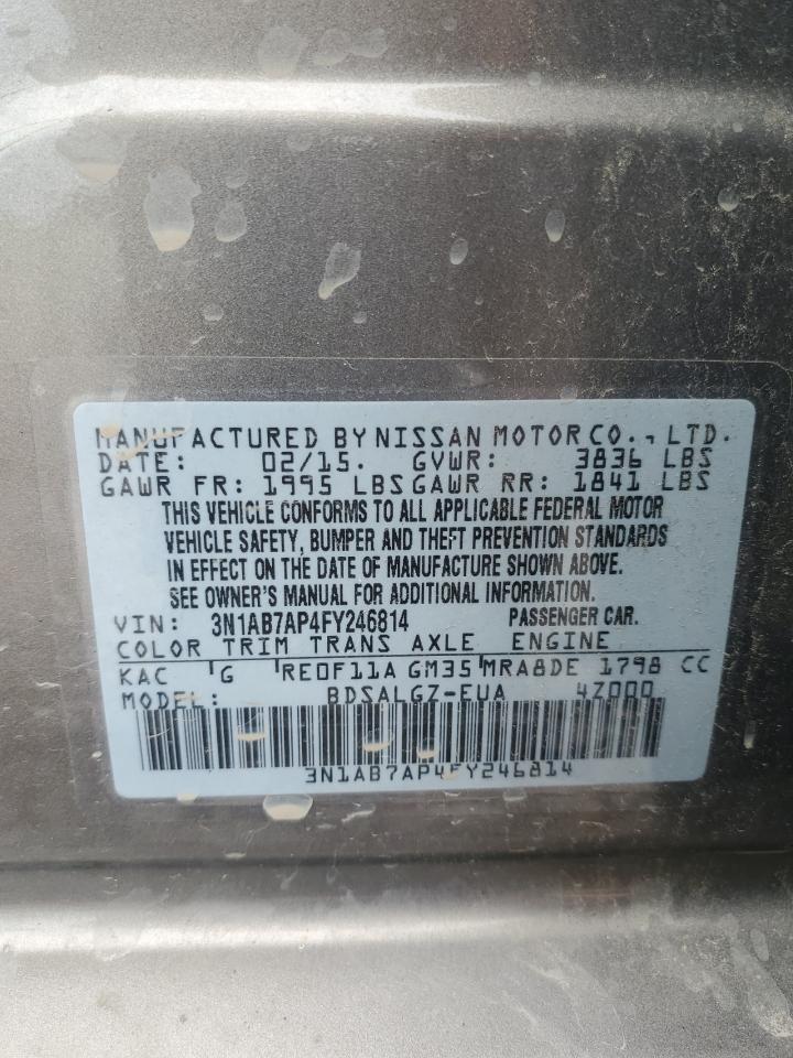 2015 Nissan Sentra S VIN: 3N1AB7AP4FY246814 Lot: 63437224