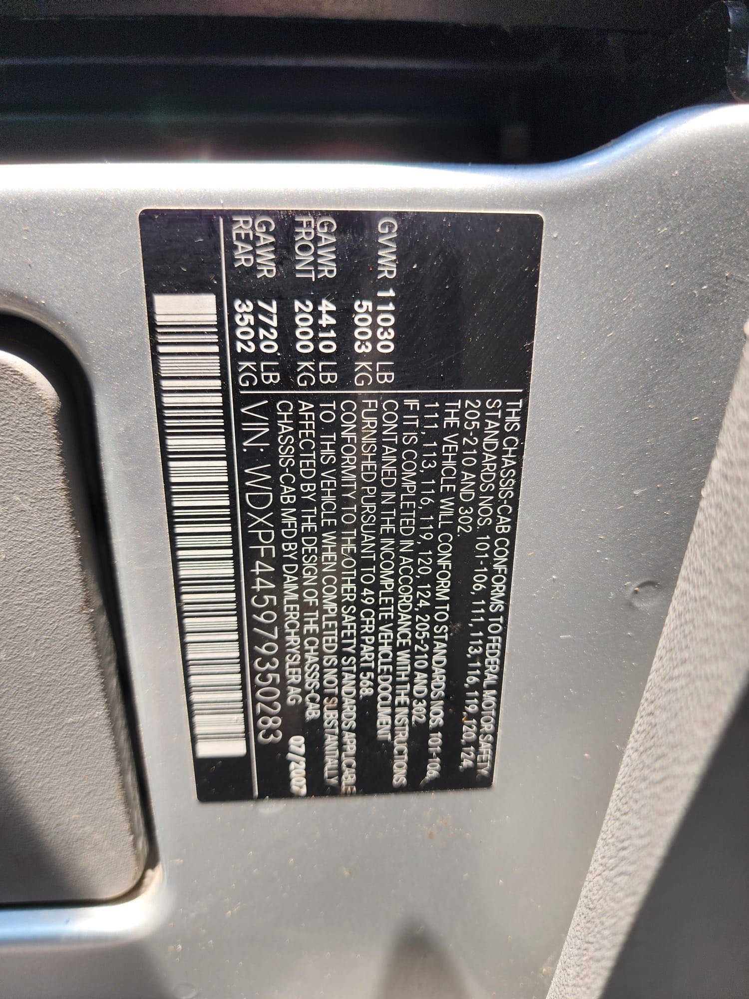 WDXPF445979350283 2008 Dodge Sprinter 3500