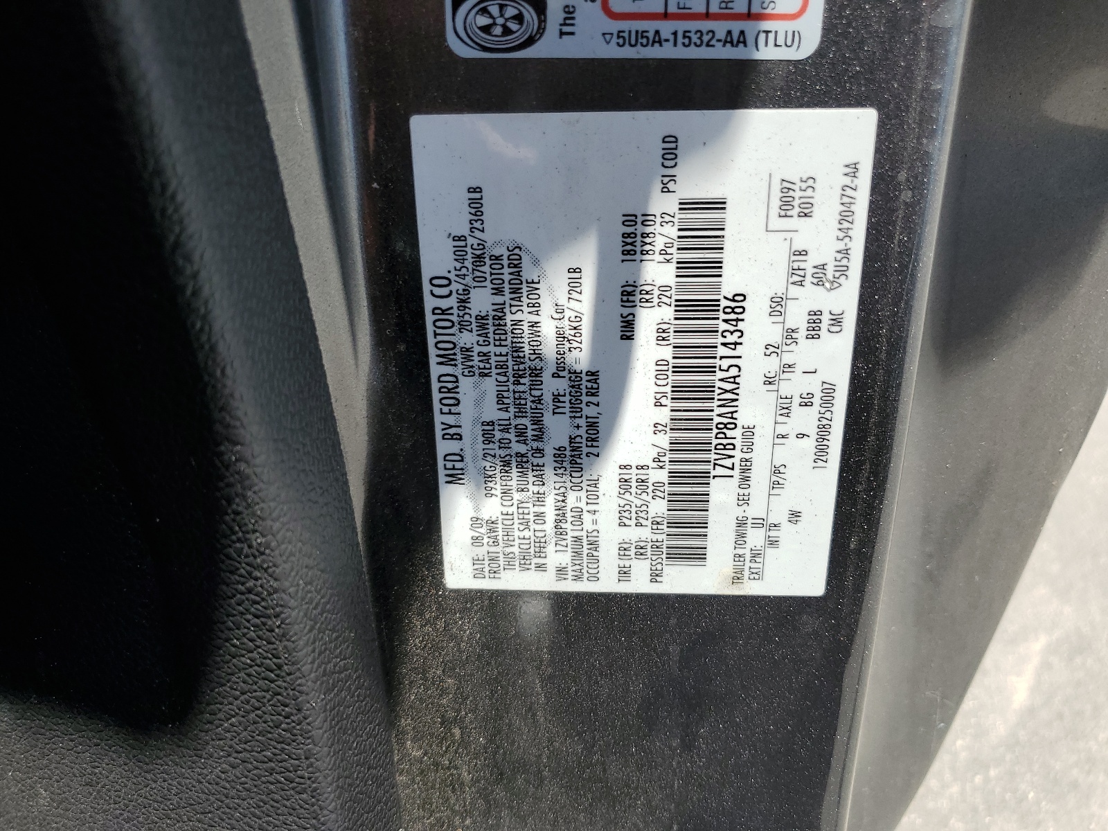 1ZVBP8ANXA5143486 2010 Ford Mustang