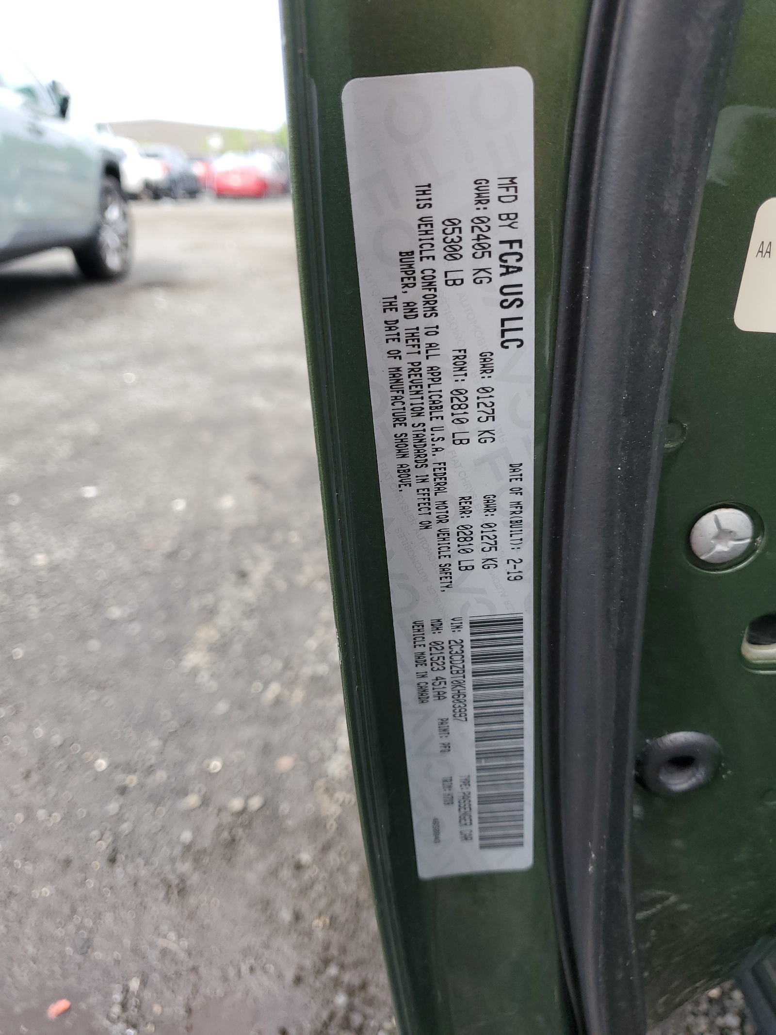 2C3CDZBT0KH603997 2019 Dodge Challenger R/T