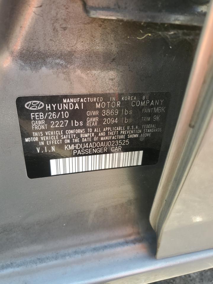 2010 Hyundai Elantra Blue VIN: KMHDU4AD0AU023525 Lot: 65013694