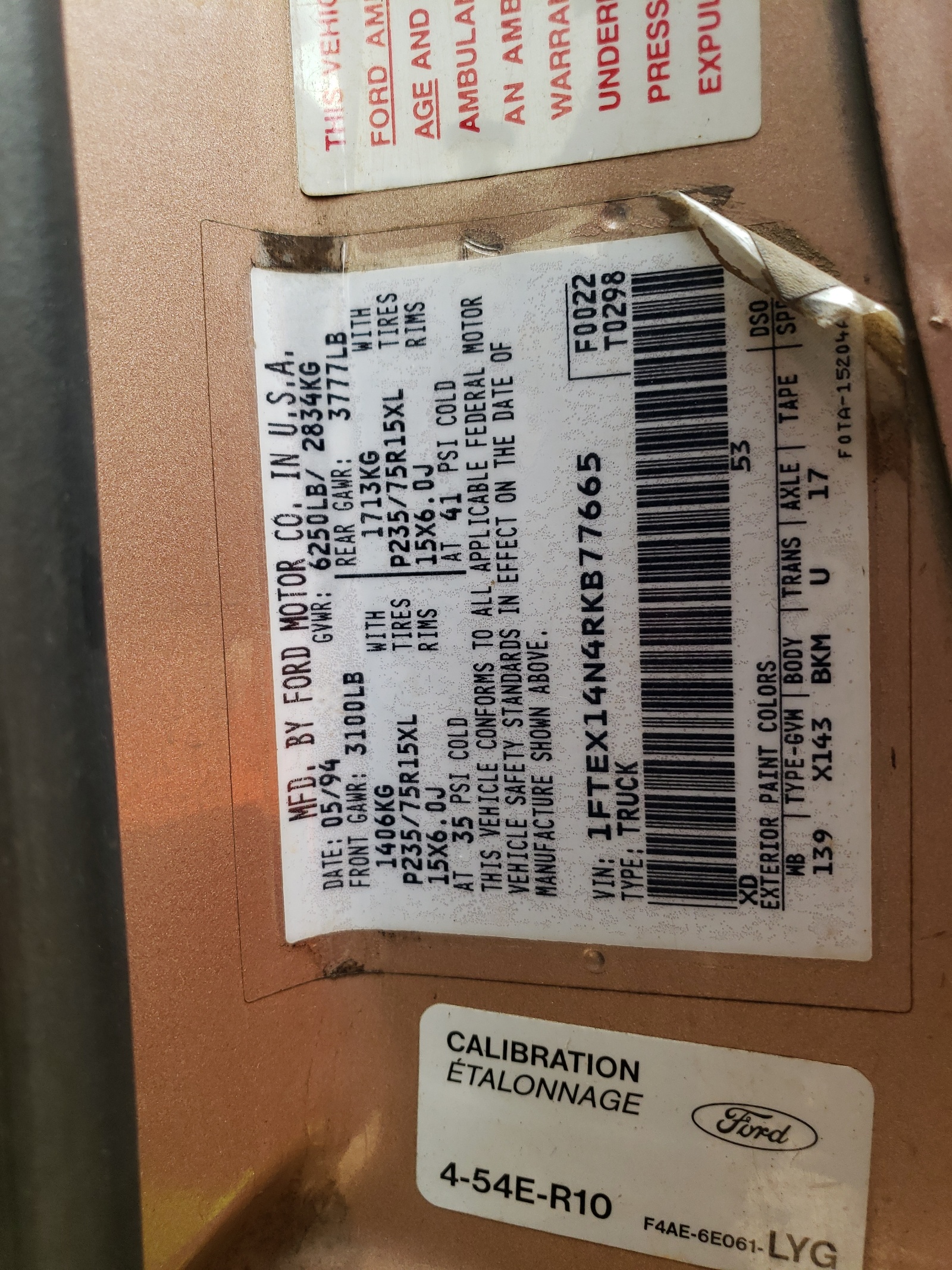 1FTEX14N4RKB77665 1994 Ford F150