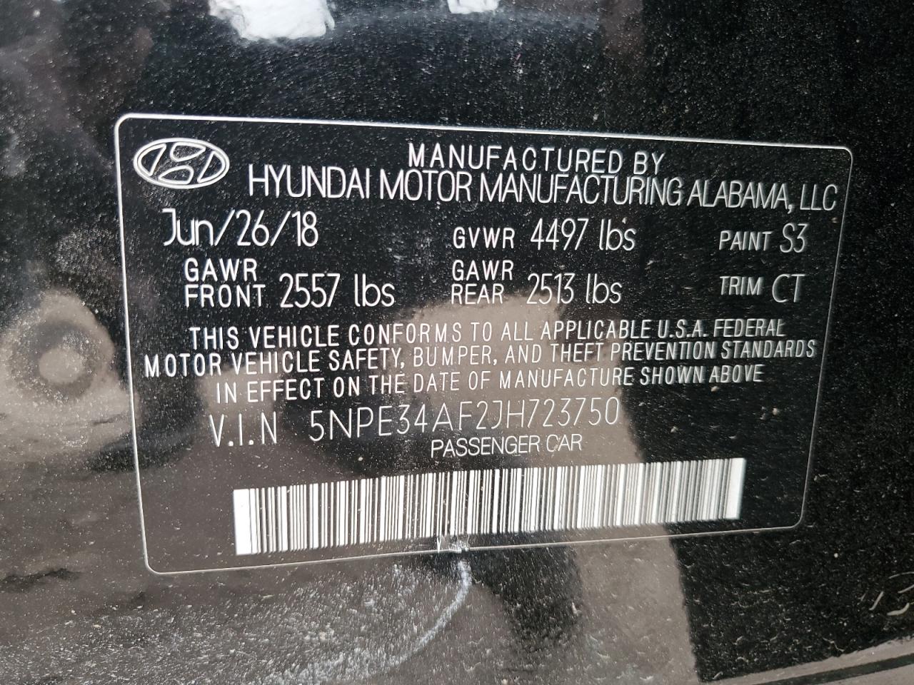 2018 Hyundai Sonata Sport VIN: 5NPE34AF2JH723750 Lot: 64541434