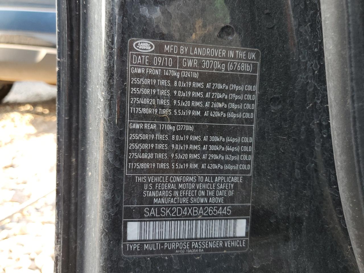 2011 Land Rover Range Rover Sport Lux VIN: SALSK2D4XBA265445 Lot: 61490684