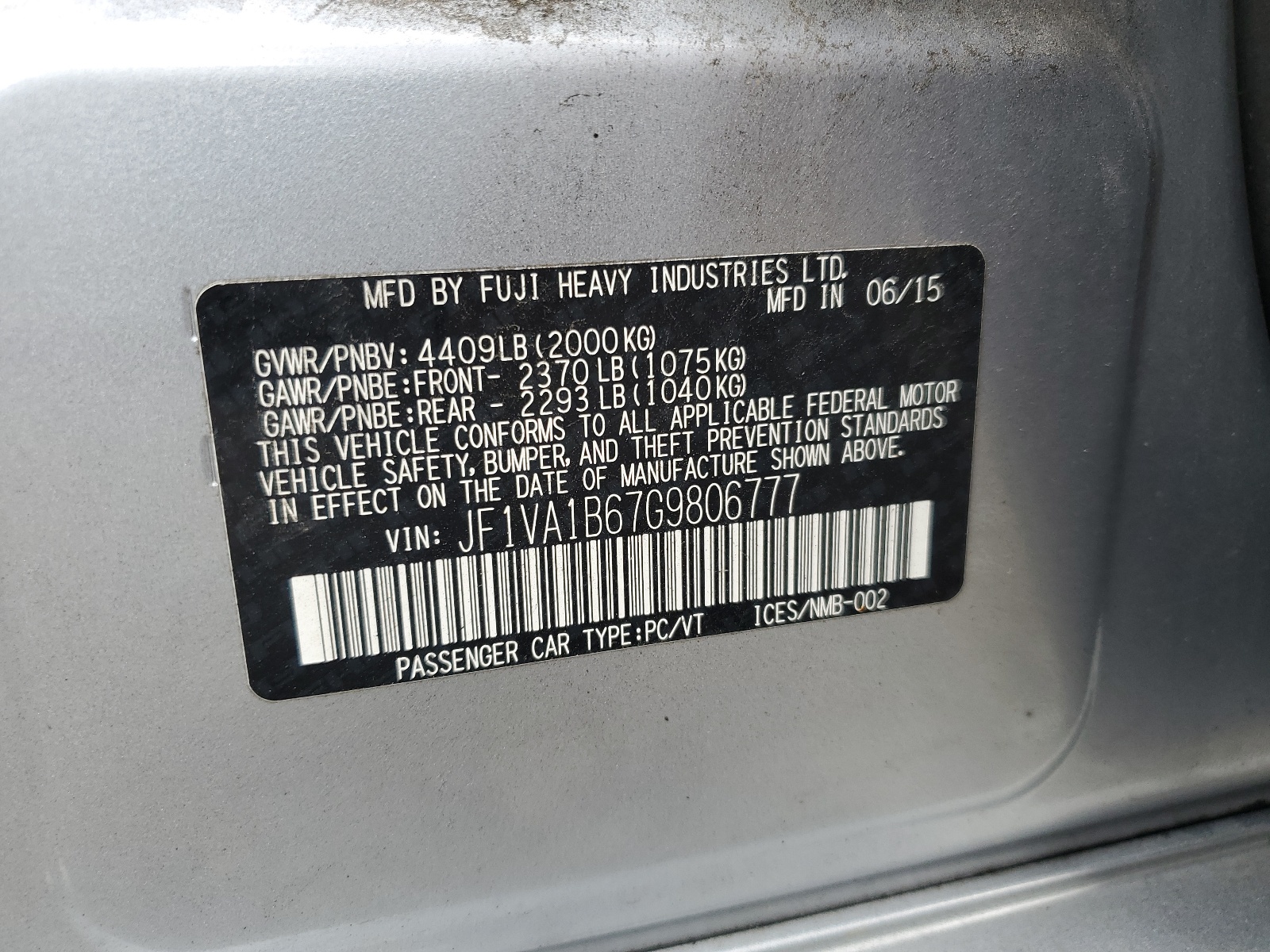 JF1VA1B67G9806777 2016 Subaru Wrx