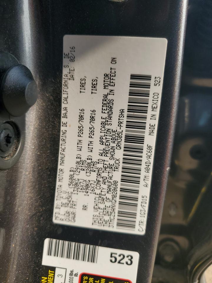 2016 Toyota Tacoma Double Cab VIN: 3TMCZ5ANXGM020600 Lot: 63048374