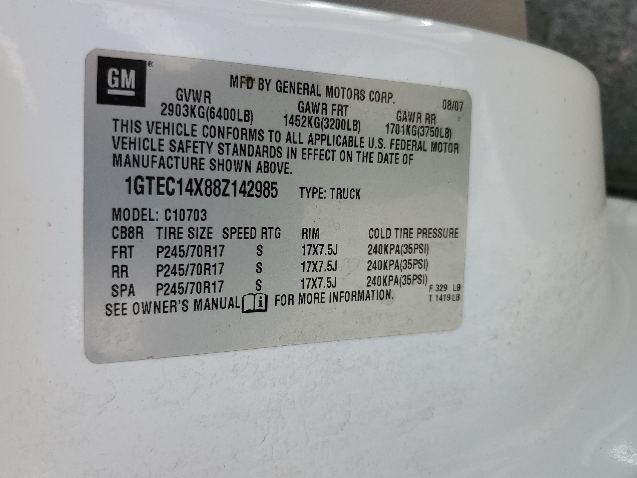 1GTEC14X88Z142985 2008 GMC Sierra C1500