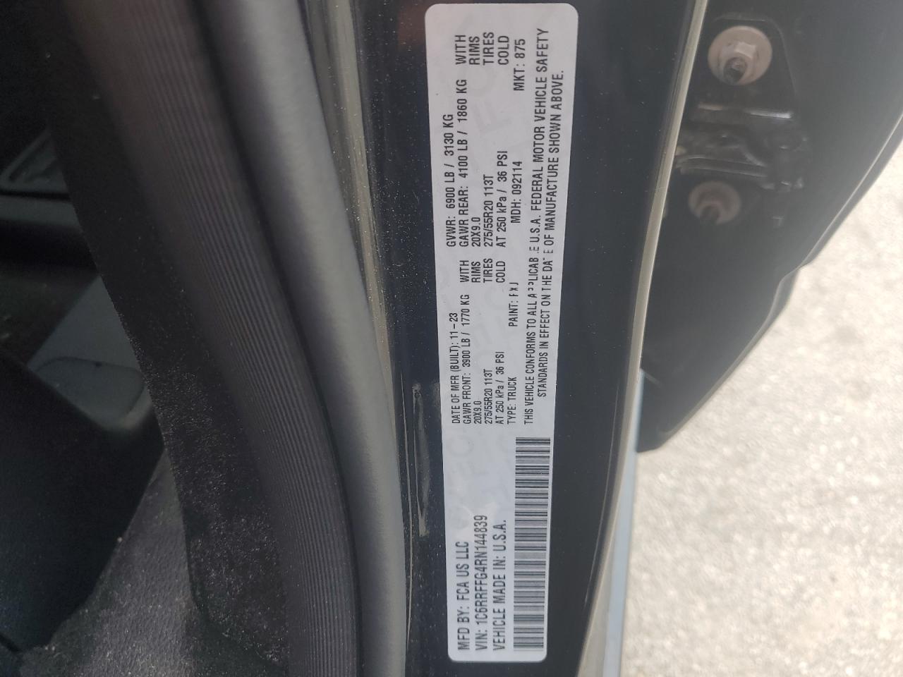 2024 Ram 1500 Big Horn/Lone Star VIN: 1C6RRFFG4RN144839 Lot: 63259454