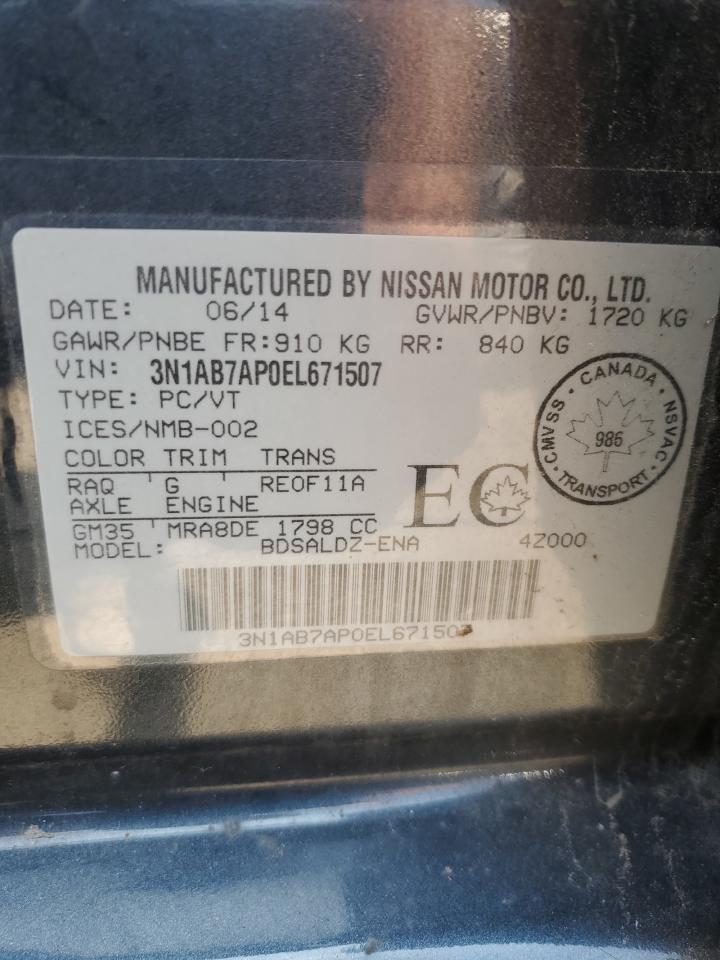 2014 Nissan Sentra S VIN: 3N1AB7AP0EL671507 Lot: 64030254