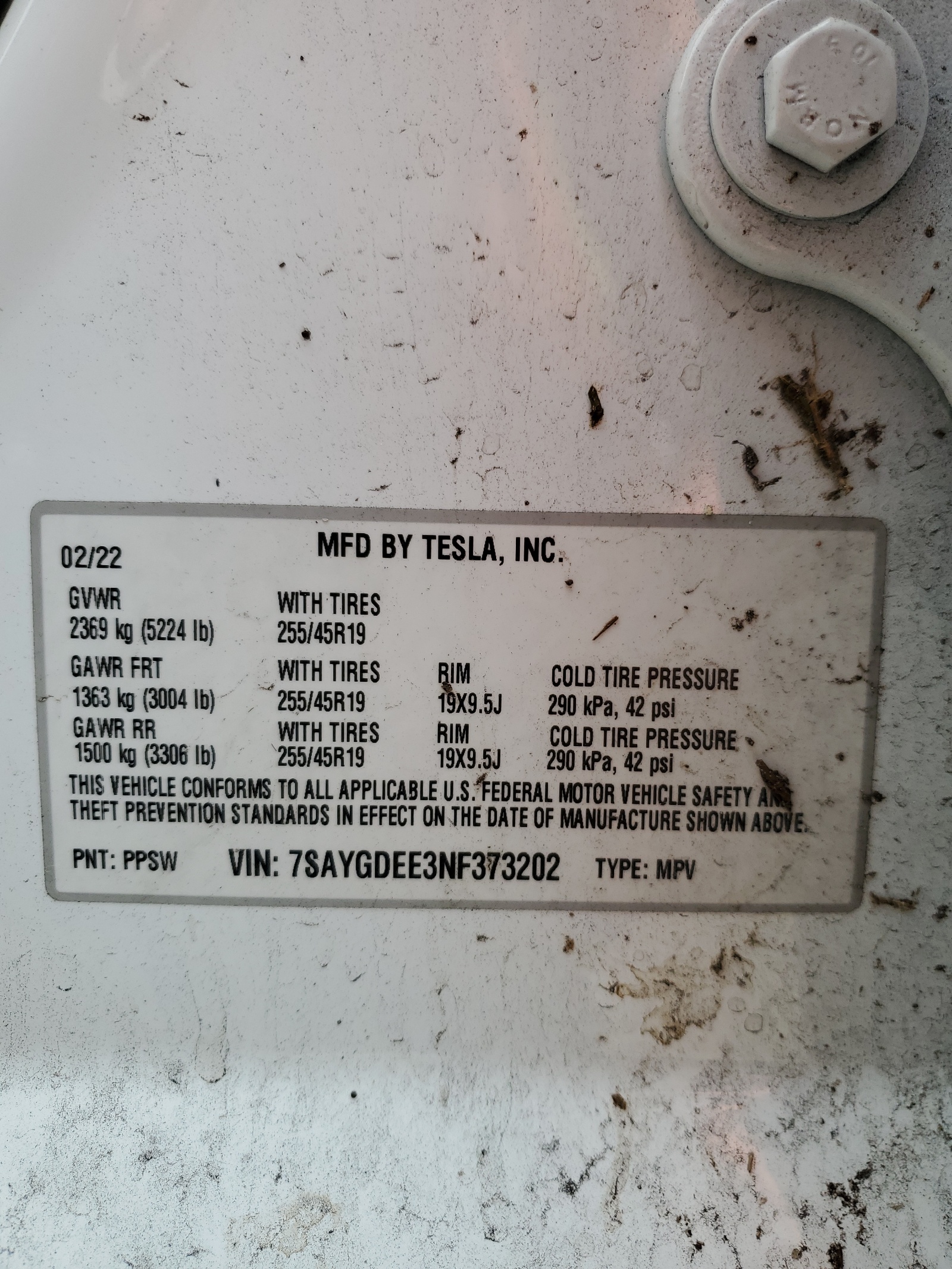 7SAYGDEE3NF373202 2022 Tesla Model Y