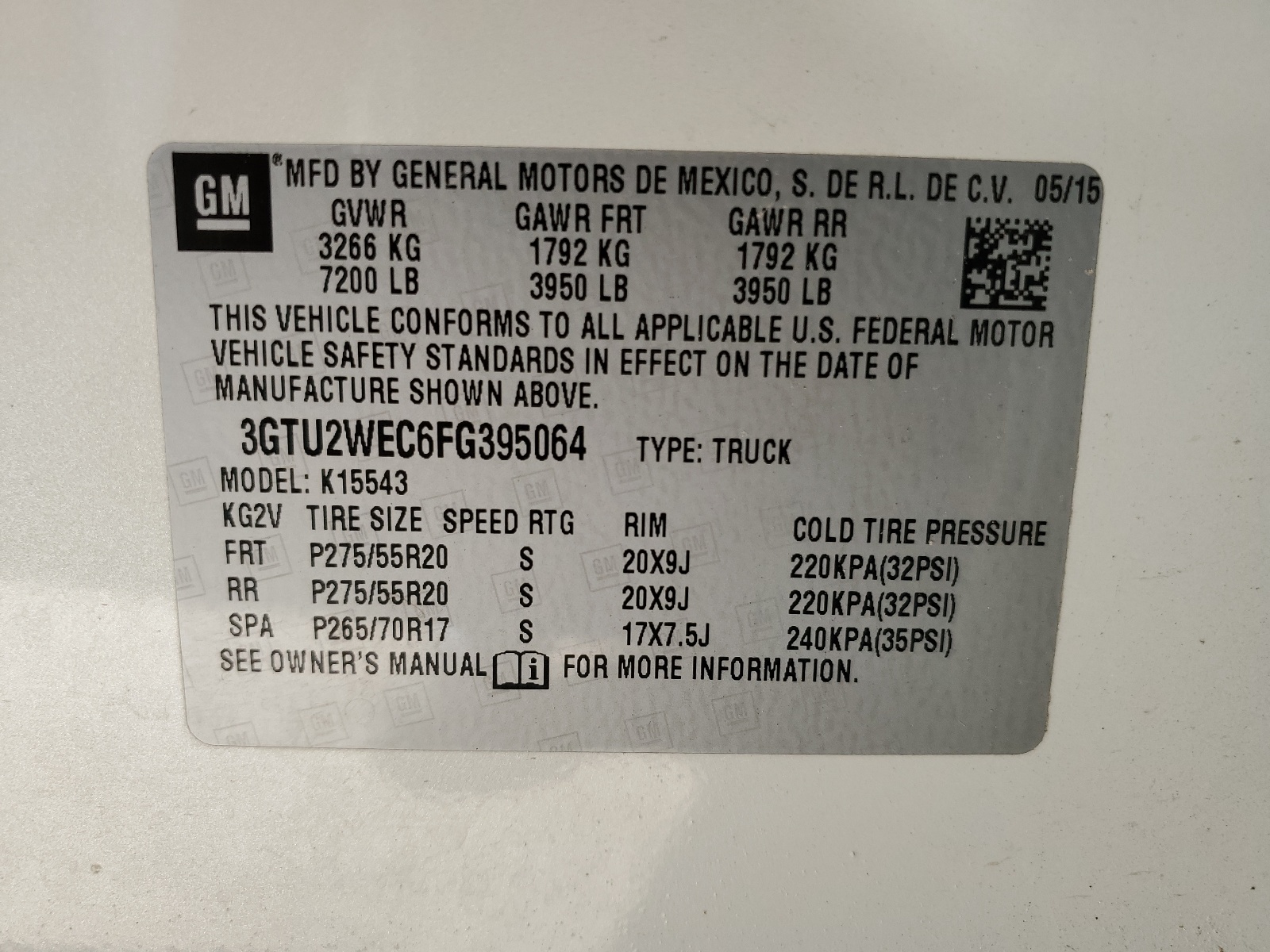 3GTU2WEC6FG395064 2015 GMC Sierra K1500 Denali