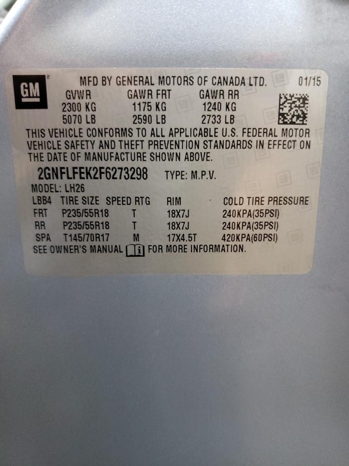 2015 Chevrolet Equinox Lt VIN: 2GNFLFEK2F6273298 Lot: 64951834