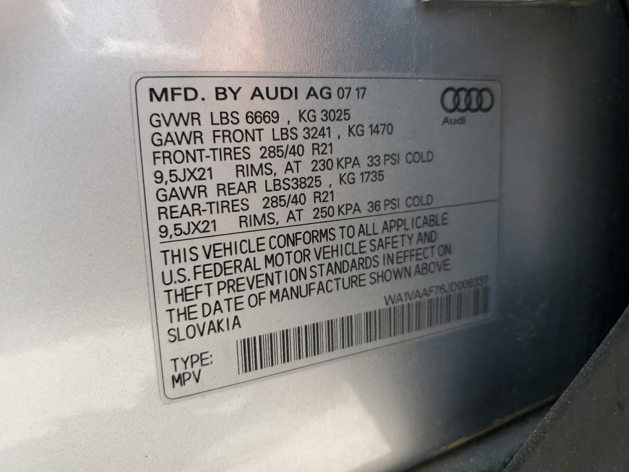 2018 Audi Q7 Prestige VIN: WA1VAAF76JD006337 Lot: 63230264