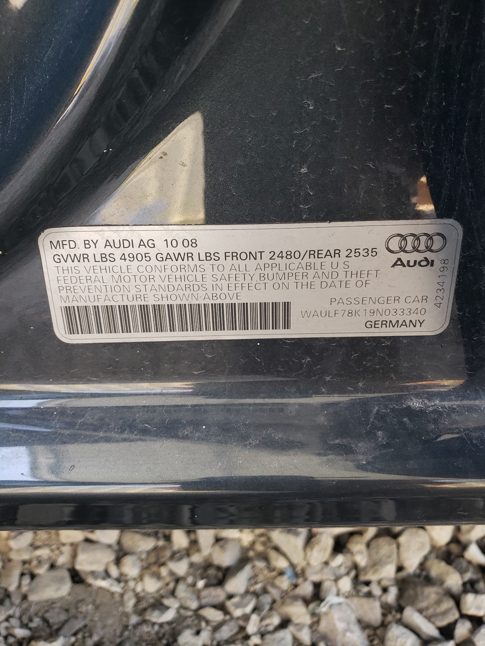 WAULF78K19N033340 2009 Audi A4 2.0T Quattro