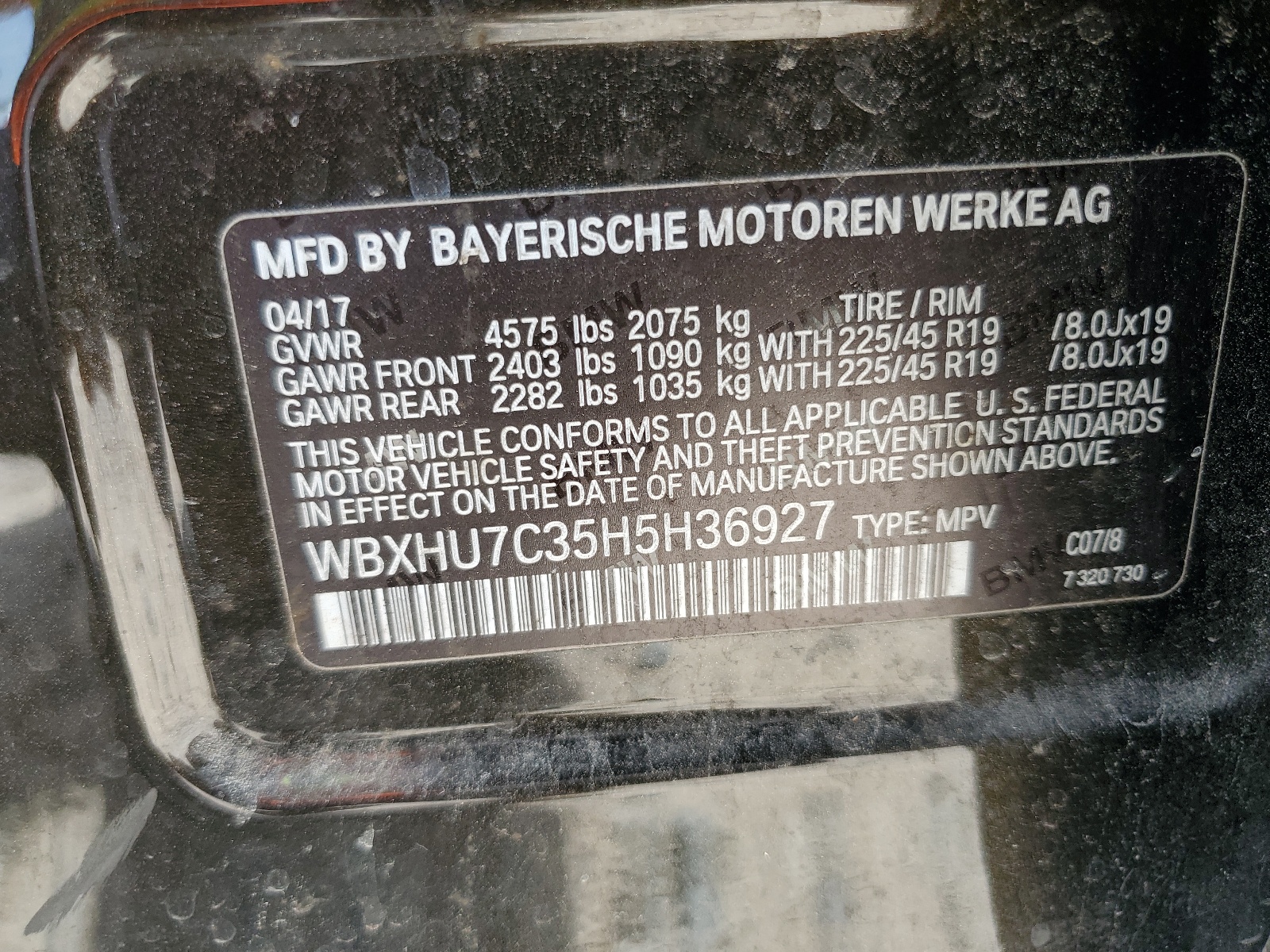 WBXHU7C35H5H36927 2017 BMW X1 Sdrive28I