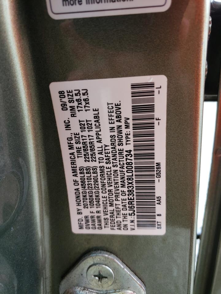 2008 Honda Cr-V Lx VIN: 5J6RE383X8L008734 Lot: 63582424