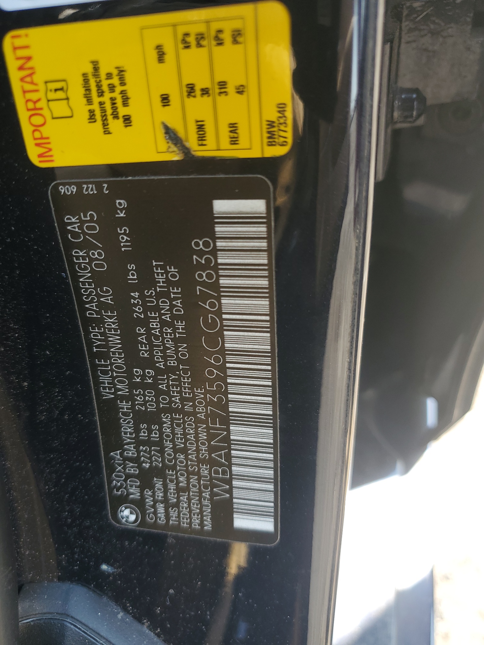 WBANF73596CG67838 2006 BMW 530 Xi