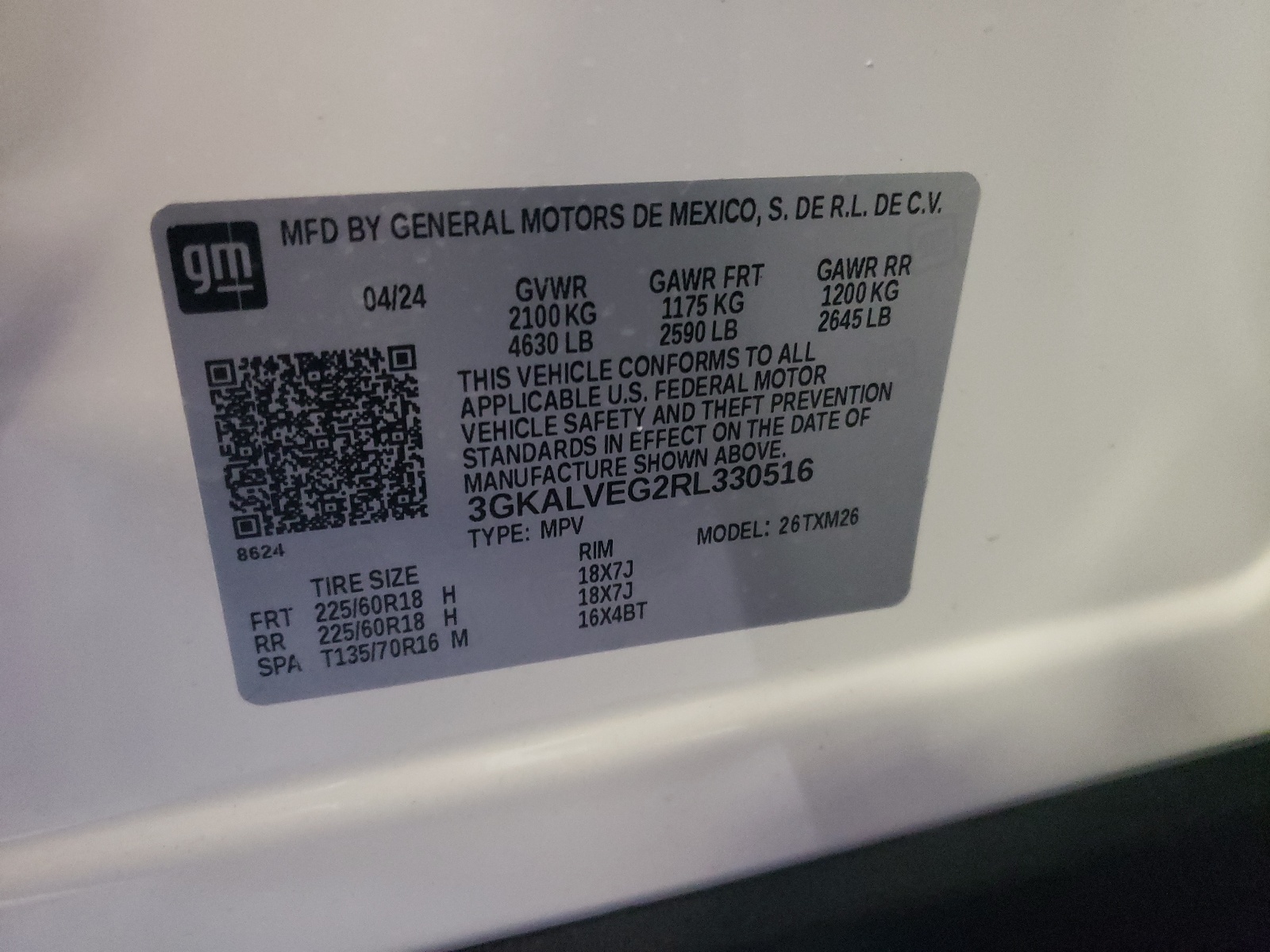 3GKALVEG2RL330516 2024 GMC Terrain Slt