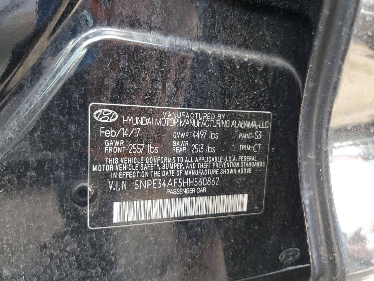 2017 Hyundai Sonata Sport VIN: 5NPE34AF5HH560862 Lot: 63914284