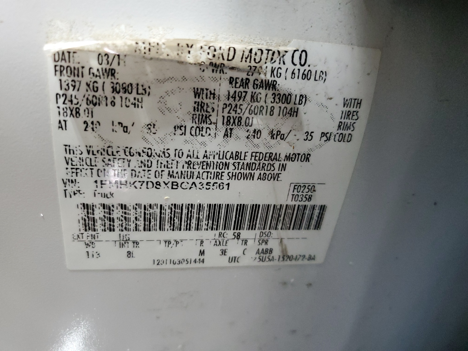 1FMHK7D8XBGA35561 2011 Ford Explorer Xlt