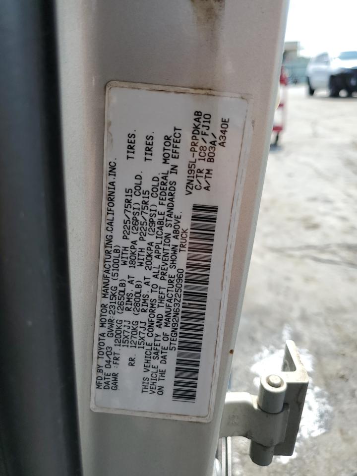 2003 Toyota Tacoma Double Cab Prerunner VIN: 5TEGN92N63Z250960 Lot: 64480314
