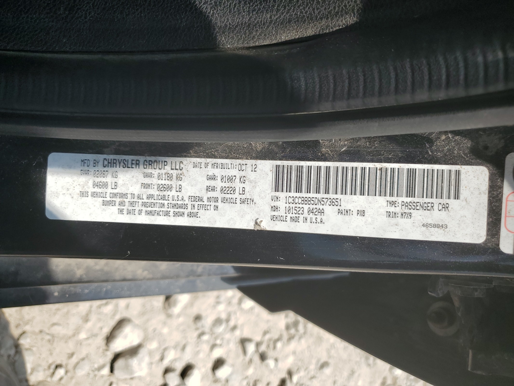 1C3CCBBB5DN573651 2013 Chrysler 200 Touring