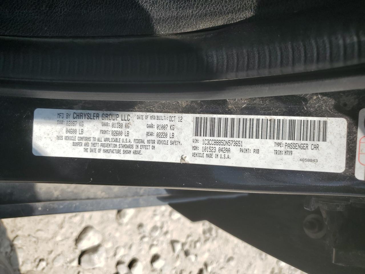 2013 Chrysler 200 Touring VIN: 1C3CCBBB5DN573651 Lot: 60462384