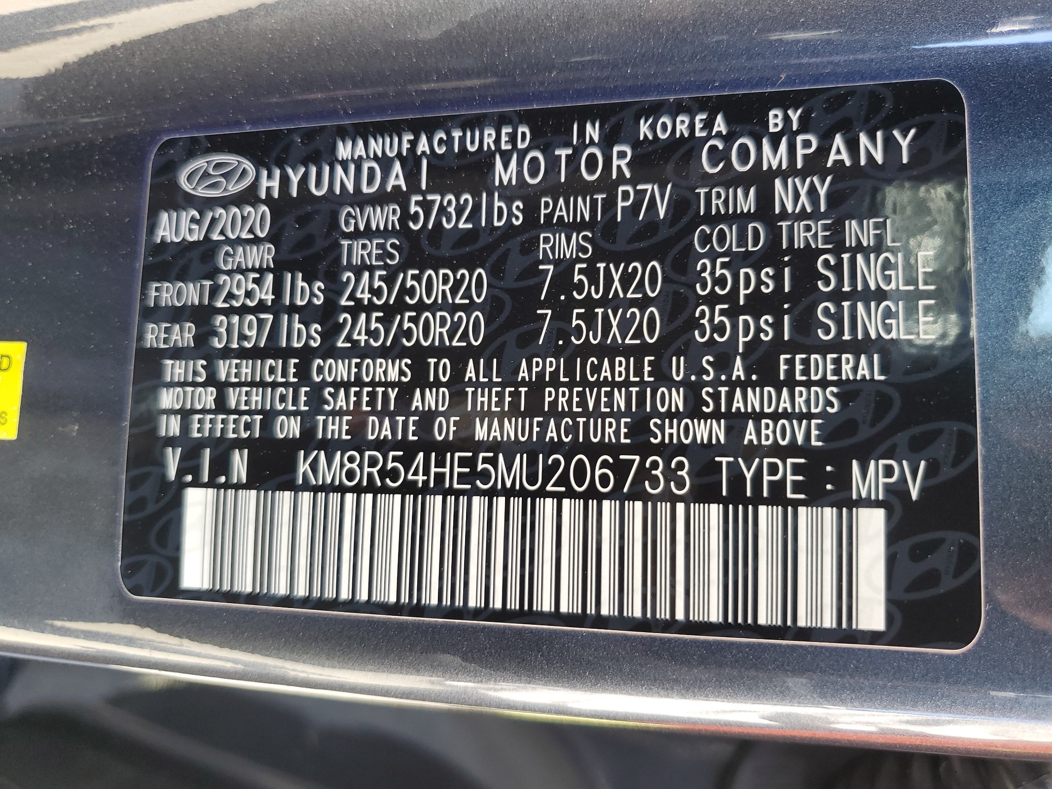 KM8R54HE5MU206733 2021 Hyundai Palisade Limited