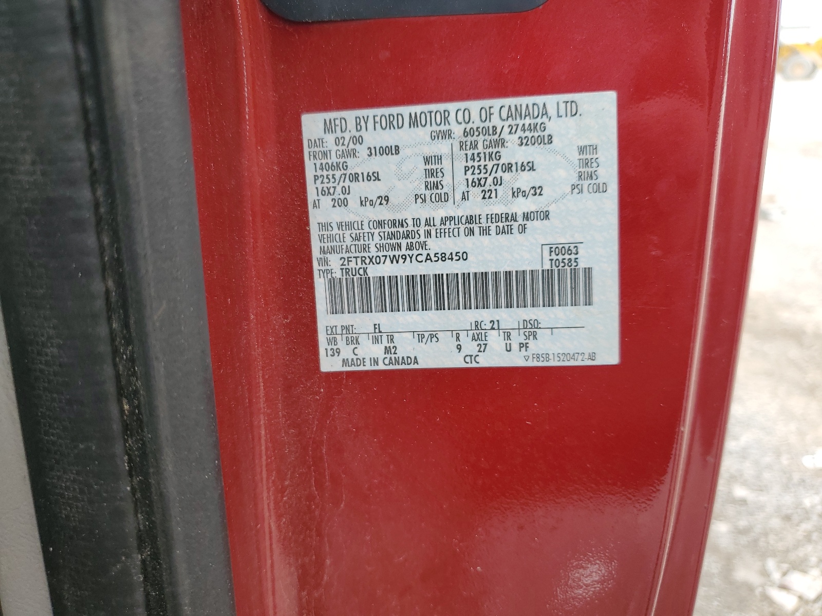 2FTRX07W9YCA58450 2000 Ford F150