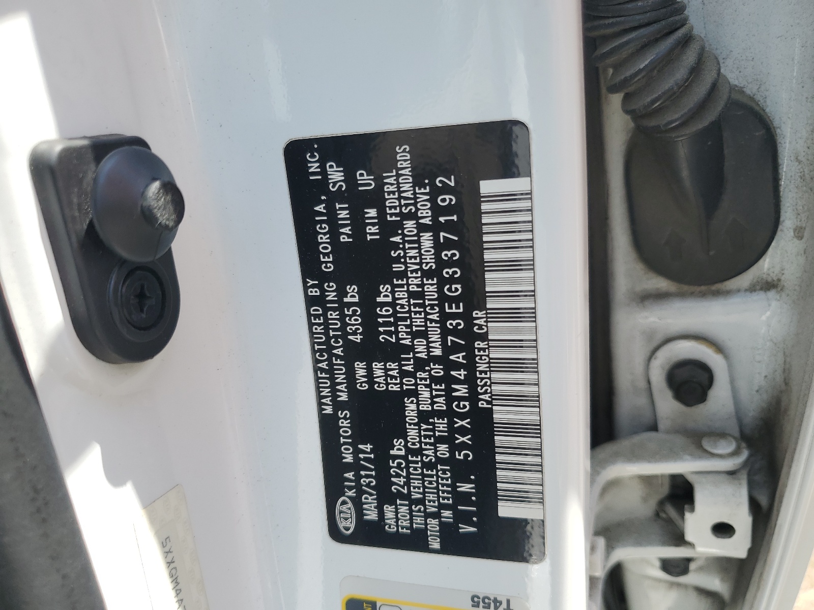 5XXGM4A73EG337192 2014 Kia Optima Lx