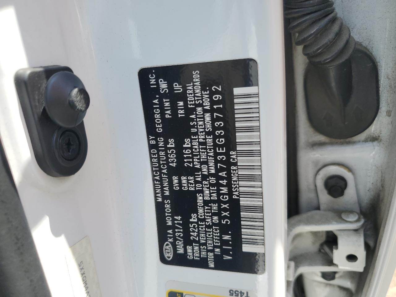 2014 Kia Optima Lx VIN: 5XXGM4A73EG337192 Lot: 62949104