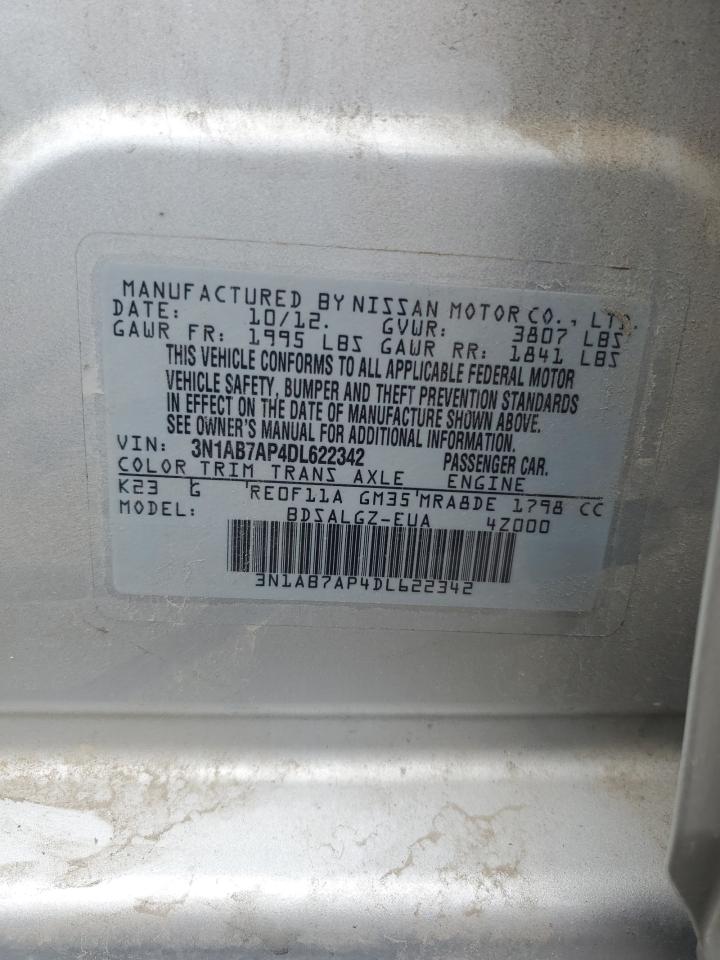 2013 Nissan Sentra S VIN: 3N1AB7AP4DL622342 Lot: 63294084