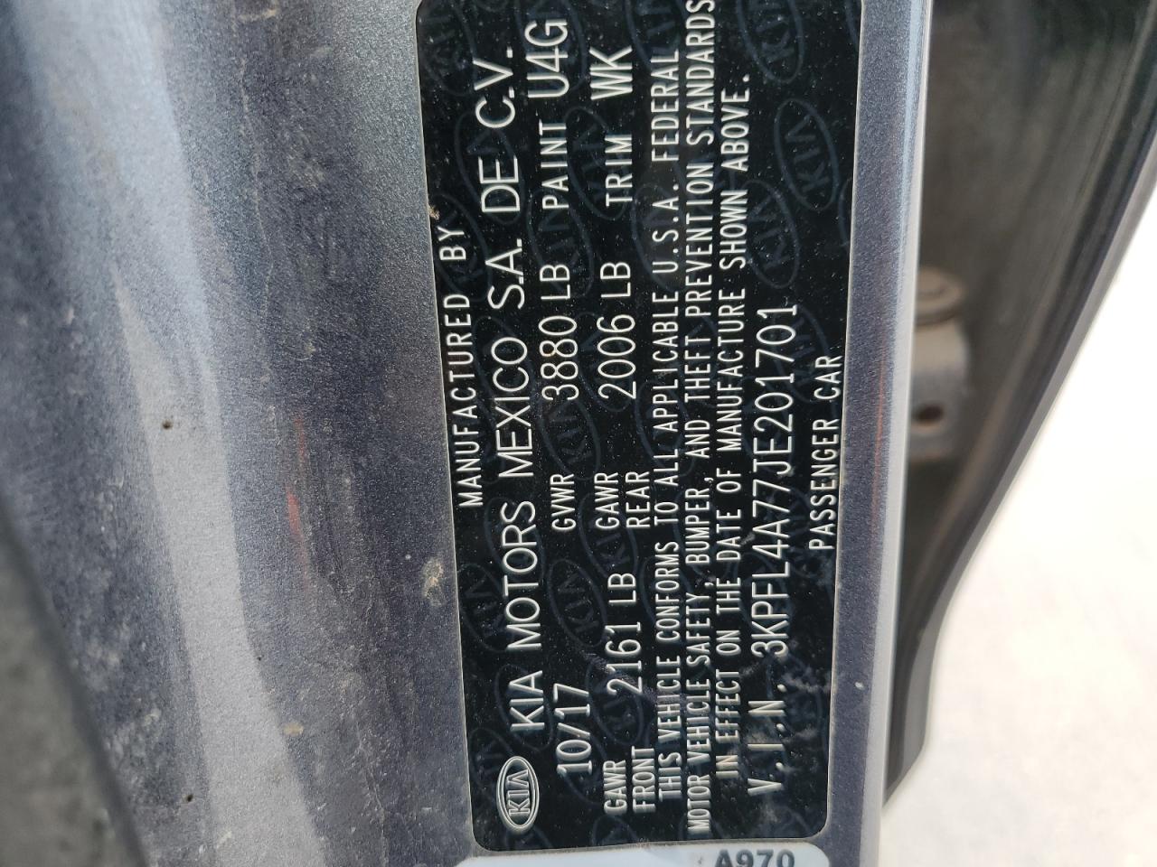 2018 Kia Forte Lx VIN: 3KPFL4A77JE201701 Lot: 63038114