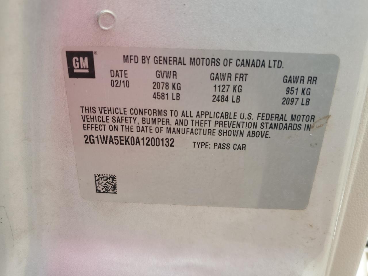 2010 Chevrolet Impala Ls VIN: 2G1WA5EK0A1200132 Lot: 61403584