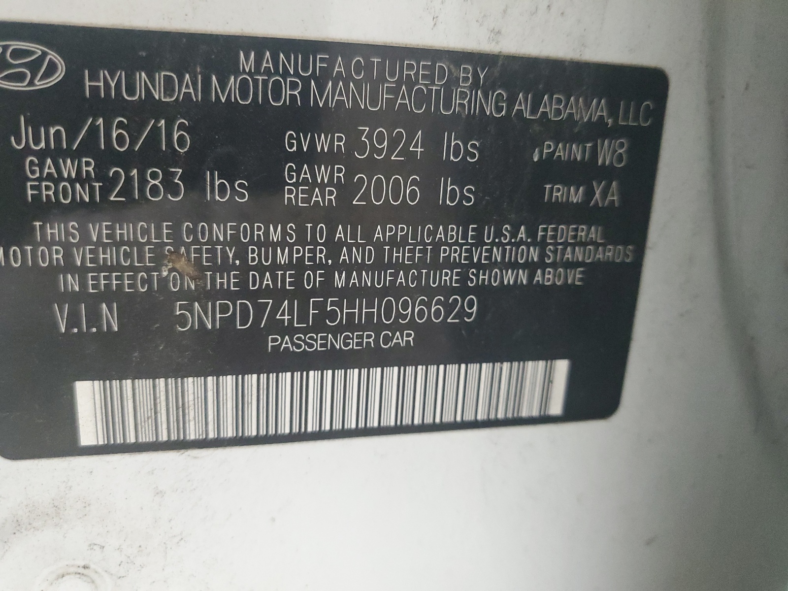 5NPD74LF5HH096629 2017 Hyundai Elantra Se