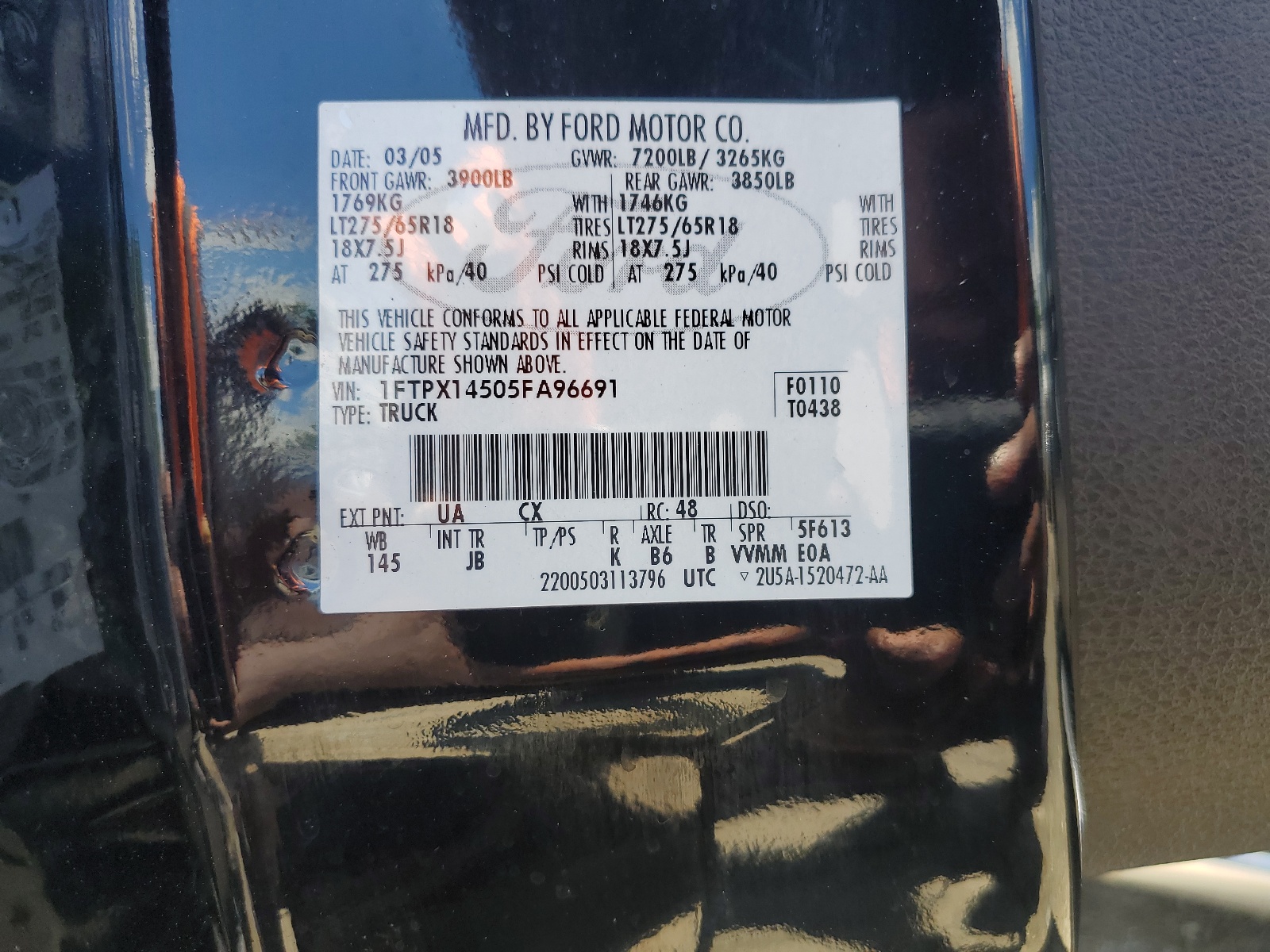 1FTPX14505FA96691 2005 Ford F150