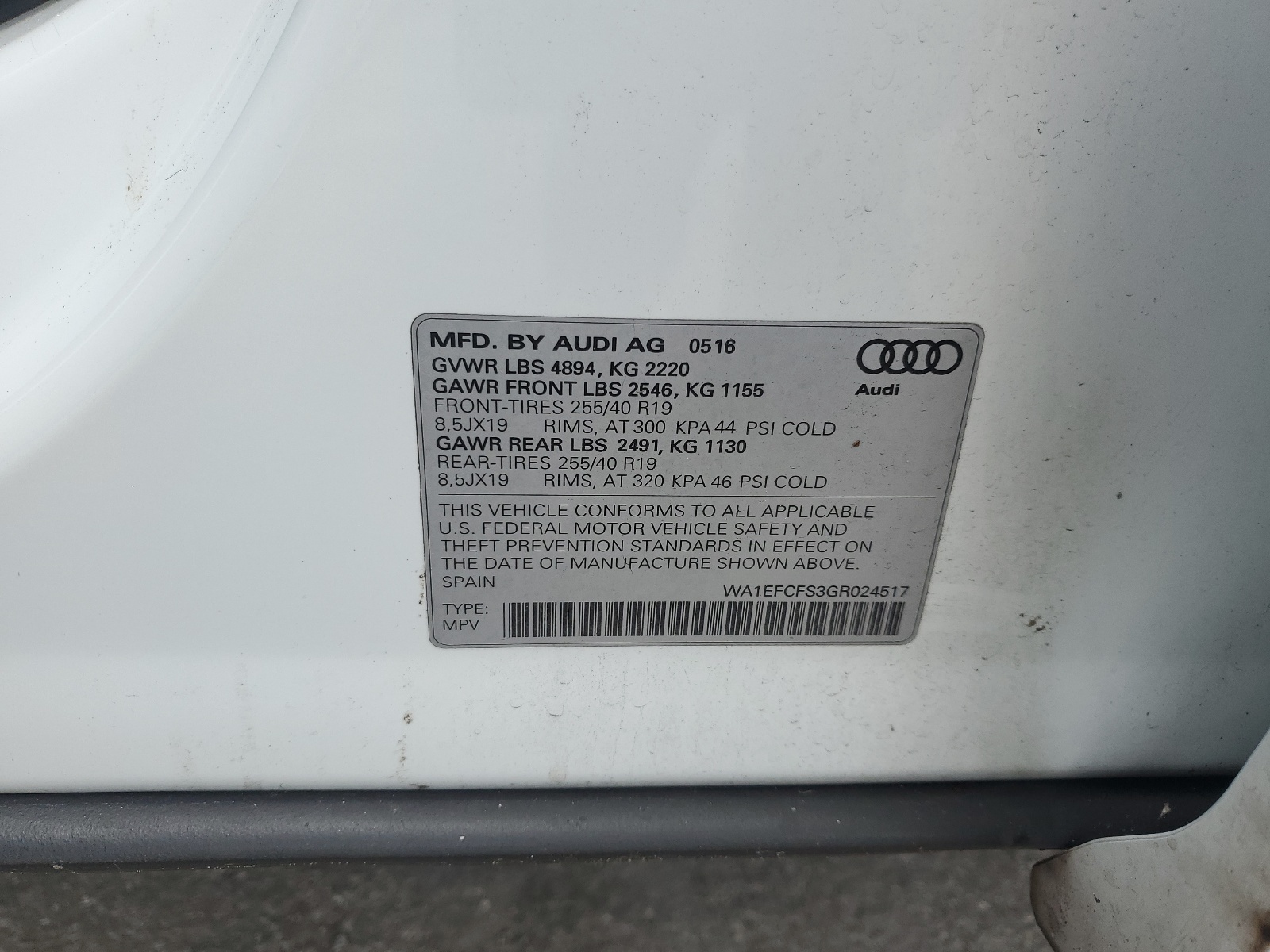 WA1EFCFS3GR024517 2016 Audi Q3 Premium Plus